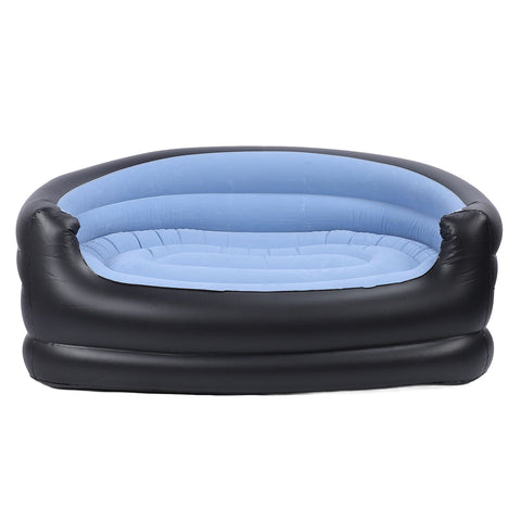 Inflatable Chair PVC and Velvet Water Proof Comfortable Portable Blow Up Couch for Outdoor Blue In Australia - Darrahopens