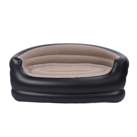 Inflatable Chair PVC and Velvet Water Proof Comfortable Portable Blow Up Couch for Outdoor Brown In Australia - Darrahopens