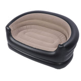 Inflatable Chair PVC and Velvet Water Proof Comfortable Portable Blow Up Couch for Outdoor Brown