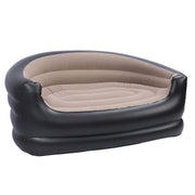 Inflatable Chair PVC and Velvet Water Proof Comfortable Portable Blow Up Couch for Outdoor Brown