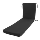Lounge Chair Cushion with Ties Removable Rain Proof Fade Proof Sun Lounger Replacement Cushion for Beach Outdoor Patio Black
