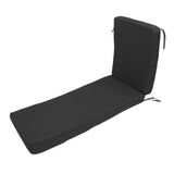 Lounge Chair Cushion with Ties Removable Rain Proof Fade Proof Sun Lounger Replacement Cushion for Beach Outdoor Patio Black
