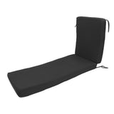 Lounge Chair Cushion with Ties Removable Rain Proof Fade Proof Sun Lounger Replacement Cushion for Beach Outdoor Patio Black