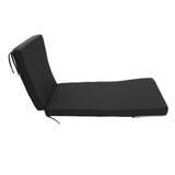 Lounge Chair Cushion with Ties Removable Rain Proof Fade Proof Sun Lounger Replacement Cushion for Beach Outdoor Patio Black