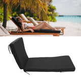 Lounge Chair Cushion with Ties Removable Rain Proof Fade Proof Sun Lounger Replacement Cushion for Beach Outdoor Patio Black