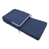 Lounge Chair Cushion with Ties Removable Rain Proof Fade Proof Sun Lounger Replacement Cushion for Beach Outdoor Patio Navy Blue