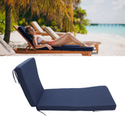 Lounge Chair Cushion with Ties Removable Rain Proof Fade Proof Sun Lounger Replacement Cushion for Beach Outdoor Patio Navy Blue