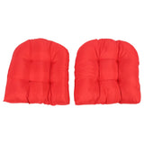 2pcs Outdoor Chair Cushions Tufted Patio Furniture Cushions Thick Outdoor Seat Cushion U Shaped Chair Pads 18.9x18.9in Red