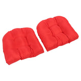 2pcs Outdoor Chair Cushions Tufted Patio Furniture Cushions Thick Outdoor Seat Cushion U Shaped Chair Pads 18.9x18.9in Red