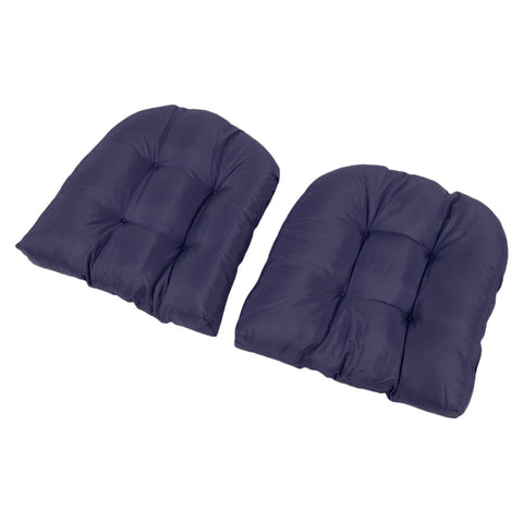 2pcs Outdoor Chair Cushions Tufted Patio Furniture Cushions Thick Outdoor Seat Cushion U Shaped Chair Pads 18.9x18.9in Navy
