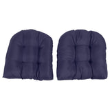 2pcs Outdoor Chair Cushions Tufted Patio Furniture Cushions Thick Outdoor Seat Cushion U Shaped Chair Pads 18.9x18.9in Navy
