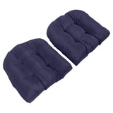 2pcs Outdoor Chair Cushions Tufted Patio Furniture Cushions Thick Outdoor Seat Cushion U Shaped Chair Pads 18.9x18.9in Navy