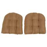 2pcs Outdoor Chair Cushions Tufted Patio Furniture Cushions Thick Outdoor Seat Cushion U Shaped Chair Pads 18.9x18.9in Light Brown