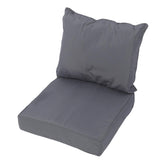 Outdoor Chair Cushion Set Polyester Water Proof Thickened PP Cotton Integrated Seating Cushion and Back Pillow Set for Garden Patio Beach Dark Grey