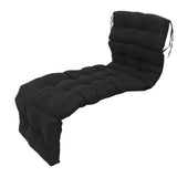 Indoor Outdoor Chaise Lounge Cushion with Ties Splashproof Lounge Chair Cushion Replacement for Lawn Pool 4 Fold 78.74x21.65in Black