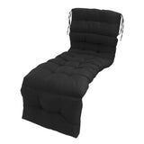 Indoor Outdoor Chaise Lounge Cushion with Ties Splashproof Lounge Chair Cushion Replacement for Lawn Pool 4 Fold 78.74x21.65in Black