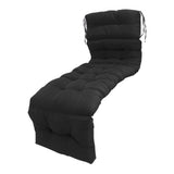 Indoor Outdoor Chaise Lounge Cushion with Ties Splashproof Lounge Chair Cushion Replacement for Lawn Pool 4 Fold 78.74x21.65in Black
