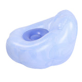 Inflatable Lounge Chair PVC Ergonomic Portable Blow Up Couch Inflatable Air Sofa for Home Camping Blue Line Pattern