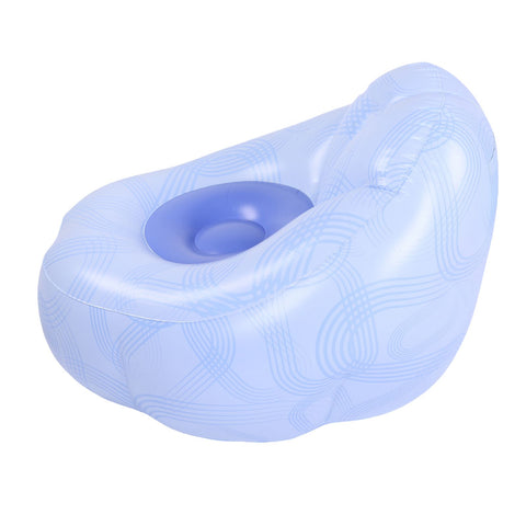 Inflatable Lounge Chair PVC Ergonomic Portable Blow Up Couch Inflatable Air Sofa for Home Camping Blue Line Pattern