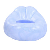 Inflatable Lounge Chair PVC Ergonomic Portable Blow Up Couch Inflatable Air Sofa for Home Camping Blue Line Pattern