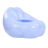 Inflatable Lounge Chair PVC Ergonomic Portable Blow Up Couch Inflatable Air Sofa for Home Camping Blue Line Pattern