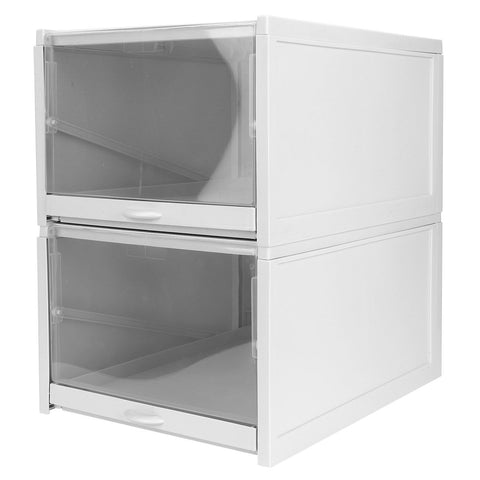 Shoes Box PP Storage Drawer Organizer Container Durable Cabinet for Home2pcs Big (33.2 x 25.8 x 18.3cm ) In Australia - Darrahopens