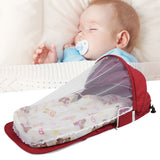Multifunctional Baby MosquitoProof Bed Foldable Portable Child Bed with Toys Mosquito Net(Red )