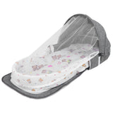 Multifunctional Baby MosquitoProof Bed Foldable Portable Child Bed with Toys Mosquito Net(Gris )