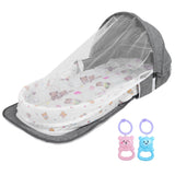 Multifunctional Baby MosquitoProof Bed Foldable Portable Child Bed with Toys Mosquito Net(Gris )