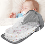 Multifunctional Baby MosquitoProof Bed Foldable Portable Child Bed with Toys Mosquito Net(Gris )