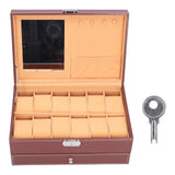 Jewelry Storage Box Double Layer PU Leather Necklace Watches Organizer Container with Key In Australia - Darrahopens