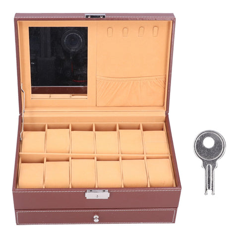 Jewelry Storage Box Double Layer PU Leather Necklace Watches Organizer Container with Key In Australia - Darrahopens