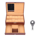 Jewelry Storage Box Double Layer PU Leather Necklace Watches Organizer Container with Key In Australia - Darrahopens