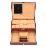 Jewelry Storage Box Double Layer PU Leather Necklace Watches Organizer Container with Key In Australia - Darrahopens