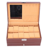 Jewelry Storage Box Double Layer PU Leather Necklace Watches Organizer Container with Key In Australia - Darrahopens