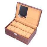 Jewelry Storage Box Double Layer PU Leather Necklace Watches Organizer Container with Key
