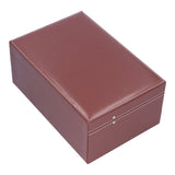 Jewelry Storage Box Double Layer PU Leather Necklace Watches Organizer Container with Key