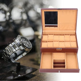 Jewelry Storage Box Double Layer PU Leather Necklace Watches Organizer Container with Key