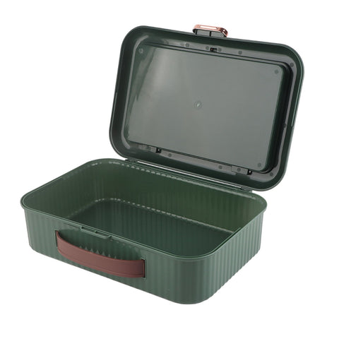 Multifunctional Document Storage Box Large Capacity Two Layer Liner Home Certificate Organizer Blackish Green