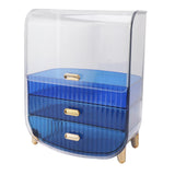 Beauty Organizer Home Dormitory Dresser Storage Case Facial Mask Lipstick Lid Drawers Commodity Shelf Blue