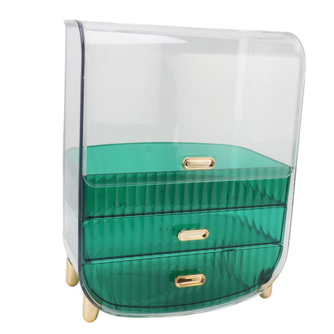 Beauty Organizer Home Dormitory Dresser Storage Case Facial Mask Lipstick Lid Drawers Commodity Shelf Green