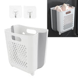 Foldable Laundry Basket Dirty Clothes Storage Basket Hanging Hamper for Bedroom Bathroom White