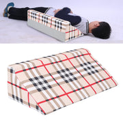 Wedge Pillow R Shaped Removable Slip Resistance Plaid Pattern Bedsore Turning Wedge Pillow for Side Sleepers 50x25x15cm / 19.7x9.8x5.9in