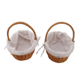 2PCS Rattan Flower Baskets with Handle Woven Storage Bins Flower Girl Baskets for Wedding Home Decor