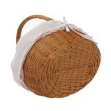 2PCS Rattan Flower Baskets with Handle Woven Storage Bins Flower Girl Baskets for Wedding Home Decor
