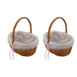 2PCS Rattan Flower Baskets with Handle Woven Storage Bins Flower Girl Baskets for Wedding Home Decor