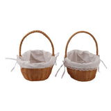 2PCS Rattan Flower Baskets with Handle Woven Storage Bins Flower Girl Baskets for Wedding Home Decor