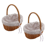 2PCS Rattan Flower Baskets with Handle Woven Storage Bins Flower Girl Baskets for Wedding Home Decor