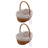 2PCS Rattan Flower Baskets with Handle Woven Storage Bins Flower Girl Baskets for Wedding Home Decor