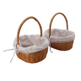 2PCS Rattan Flower Baskets with Handle Woven Storage Bins Flower Girl Baskets for Wedding Home Decor